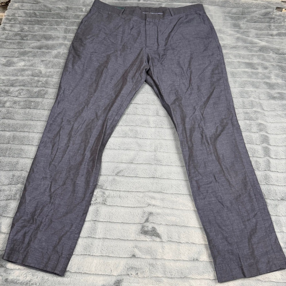Perry Ellis Slim Fit Linen Cotton Blend Pants Mens 38x32 Blue Grey Trousers